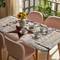 thumbnail image 3 of Texas Star Vintage Table Cloths for 4 Foot Rectangle Tables, Red Retro Berry Beige Wooden Patio Waterproof Elastic Fitted Tablecloths, Washable Rectangular Table Cover for Camping, 3 of 8