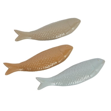Creative Co-Op Decorative Embossed Stoneware Fish, Set of 3 Colors