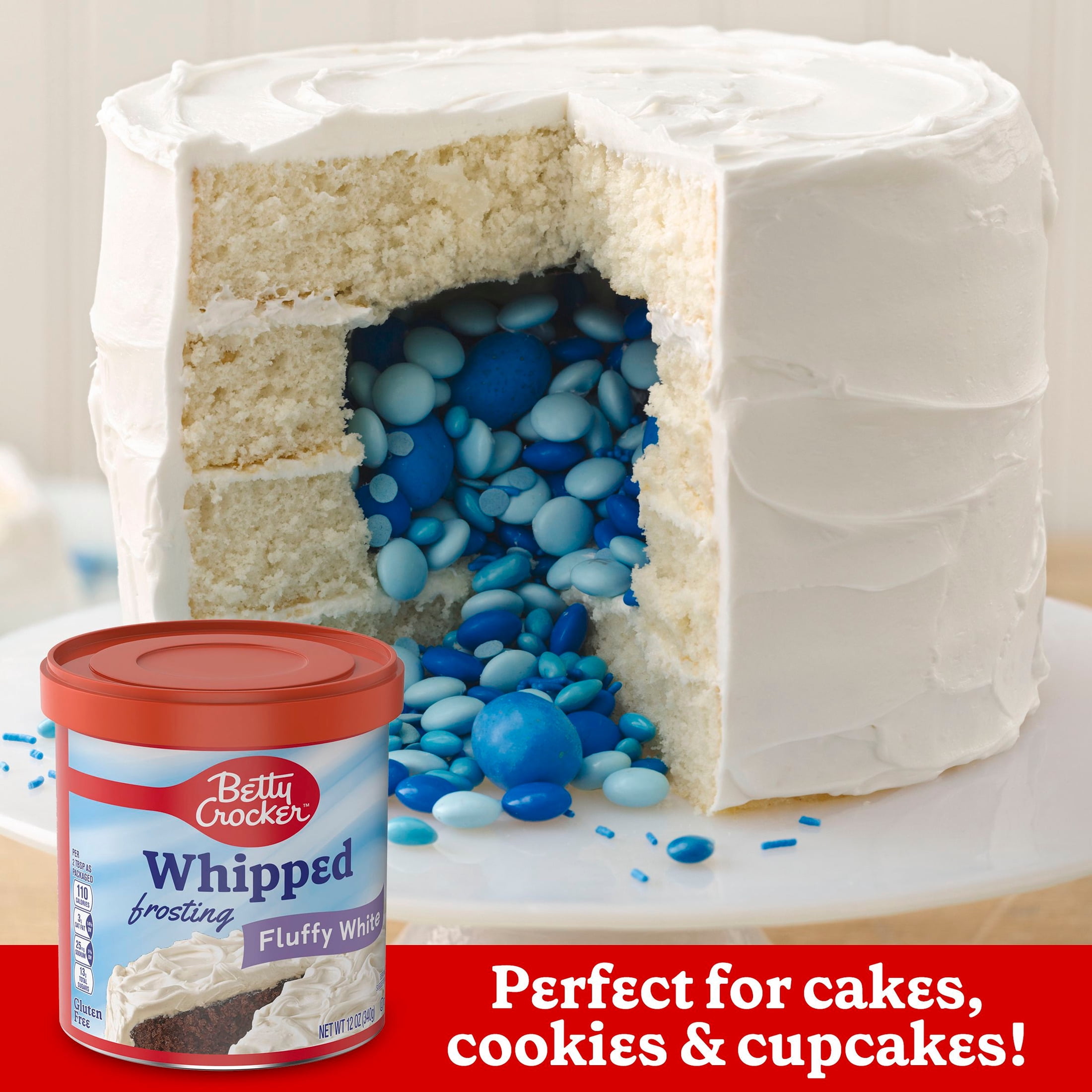 (2 pack) Betty Crocker Whipped Fluffy White Frosting, Gluten Free, 12 oz
