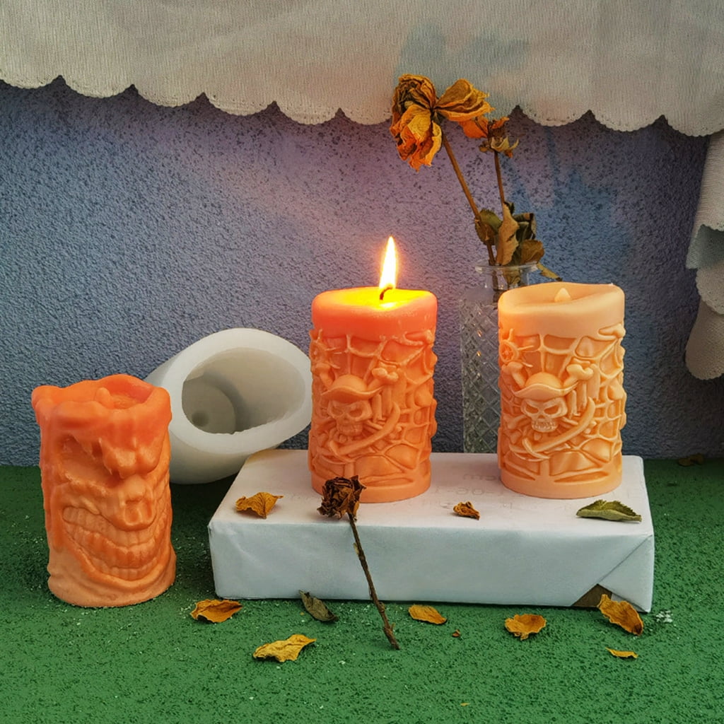 3D Skull Silicone Mold for Halloween Candle Making Resin Molds Handmade Soap Clay Mould DIY Cake Chocolate Decorating