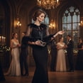 thumbnail image 4 of Lace Mesh Feather Cape Shawl, Black Gothic Shoulder Wrap, 192x45cm, 4 of 7