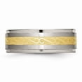 thumbnail image 3 of Titanium 8mm Yellow IP-plated Satin/Polished Ridged Edge Band S:8, 3 of 6