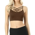 thumbnail image 3 of Women's Sleeveless Bustier Crop Top Cage Crisscross Cutout Bralette Bra Top (No Pad), 3 of 4