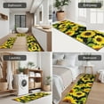 thumbnail image 5 of Black Green Leaf Sunflower Pattern Kitchen Rugs Sets Of 3,Kitchen Runner Rugs Non Skid Washable,Decorative Kitchen Floor Mats for Kitchen,Sink,Laundry,17"x30"+ 17"x47" + 17"x59", 5 of 6