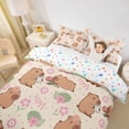 thumbnail image 3 of Erosebridal Kawaii Animals Capybara Twin Bedding,Rodent Animal Theme Pink Flowers Duvet Cover Set For Kids Girls Reversible 2-Piece,No Comforter, 3 of 6