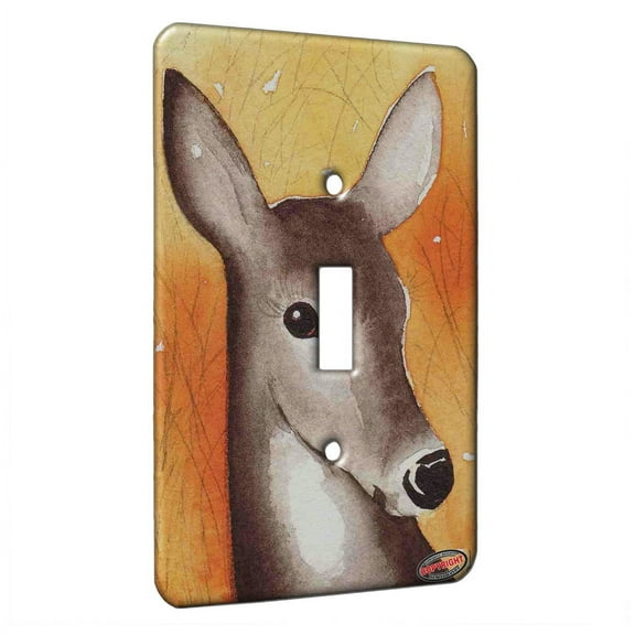 KuzmarK™ Single Gang Toggle Switch Wall Plate - Whitetail Doe in Autumn Wildlife Art by Denise Every