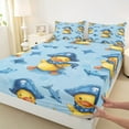 thumbnail image 3 of jejeloiu Funny Duck Queen Sheet Sets,Navigation Theme Flat Sheet,Blue Fish Stars Queen Fitted Sheet For Boys Teens,Ultra Soft Home Decor,4-Piece, 3 of 7