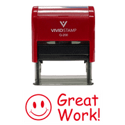 GREAT WORK Teacher Self Inking Rubber Stamp (Red Ink) - Medium