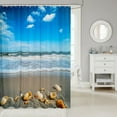 thumbnail image 2 of Erosebridal Beach Theme Shower Curtain 72"x84" Starfish Seashell Conch Bath Curtain Ocean Sea Nature Pattern Bathroom Shower Curtain Set Bathroom Accessories, 2 of 5