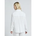 thumbnail image 3 of Time And Tru Women's and Women's Plus Linen Oversized Shirt with Long-Sleeves, Sizes XS-4X, 3 of 5
