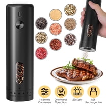 Imountek Electric Pepper Grinder, USB Rechargeable Salt and Pepper Mill, 6 Adjustable Coarseness, One-Hand Operation with LED Light, 110ML Container