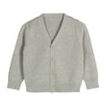 thumbnail image 3 of Tfken Sweater For Boys Child Trendy Solid Color Retro V-Neck Cardigan Sweater Grey Size 8-9 Years, 3 of 3