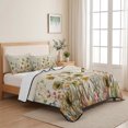 thumbnail image 5 of Twin XL Quilt Set 68''x98'', Sage Green Yellow Spring Floral Bedspread Coverlet with 2 Pillow Shams, Watercolor Botanical Summer Flowers Breathable All Season Quilt Bedding for Dorm/Guest Room, 5 of 9