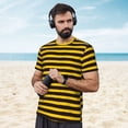 thumbnail image 4 of Wukai Bee Stripe Print Men's Short-Sleeved Mesh T-Shirt,Quick-Dry Short Sleeve Workout T-Shirt-Small, 4 of 8