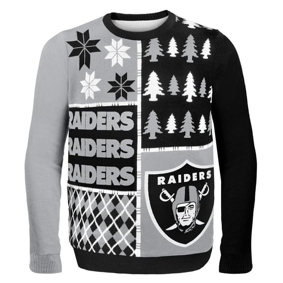 Forever Collectibles Oakland Raiders Busy Block NFL Ugly Sweater X-Large Unisex