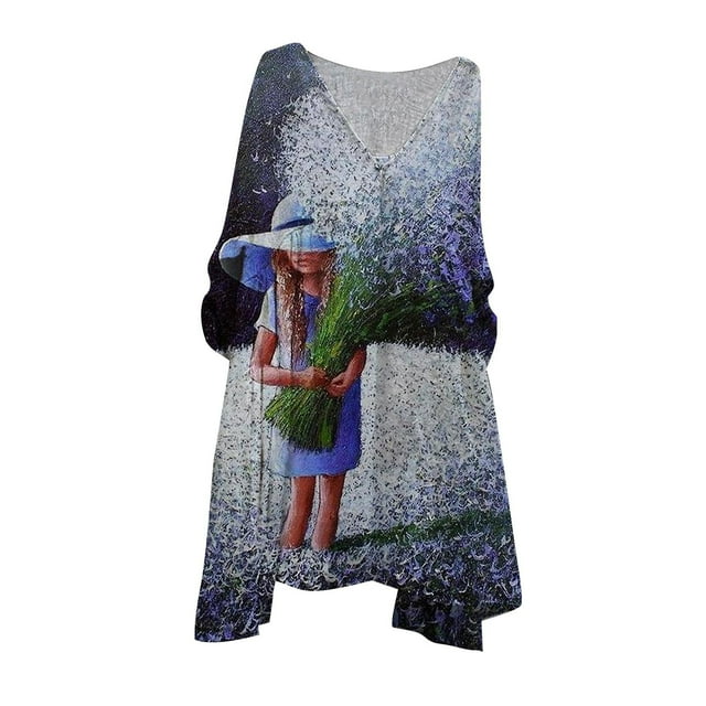 Vestido HUOGUO Vintage Floral Manga 3/4 para mujer, talla grande
