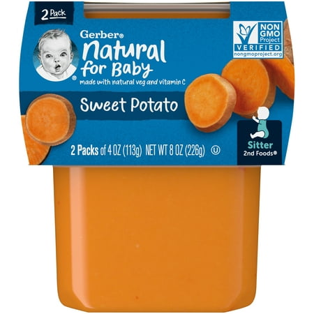 Gerber 2nd Foods Natural for Baby Baby Food, Sweet Potato, 4 oz Tubs (2 Pack)