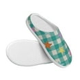thumbnail image 3 of Daiia Starfish On Checkered Background Print Women’s Fuzzy Slippers Memory Foam Lightweight House Shoes Cozy Loafer Flannel House Shoes-35/36, 3 of 7