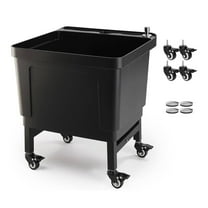 Ktaxon 23 Gallon Commercial Mop Sink on Wheels, Plastic Floor Mop Slop Sink, Black Freestanding Mobile Utility Sink for Restaurant, Office, Business, Outdoor, Indoor