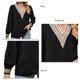 thumbnail image 3 of Blusa Con Ribete De Encaje De Guipur Y Manga Larga, Top Informal Con Escote En V Ajustado, Camisa Tipo Chaleco De Gasa Para Mujer, 3 of 4