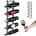 thumbnail image 5 of Wall Wine Racks for Wine Bottles Wrought Iron Metal Towel Rack 55x18cm/21.7x7.1 Inches, Multifunctional Bathroom Wall Decor Organizer Set of 5, 5 of 6