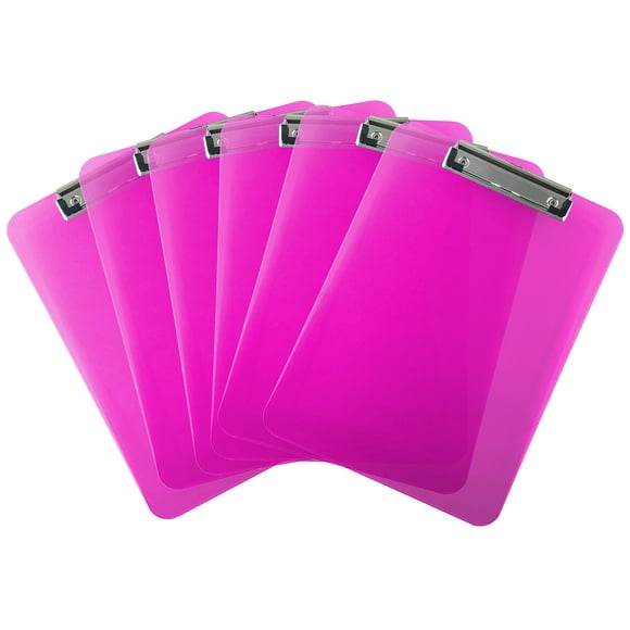 Trade Quest Presse-Papiers en Plastique Transparent Taille Lettre Profil Bas (Lot de 6) (Rose)
