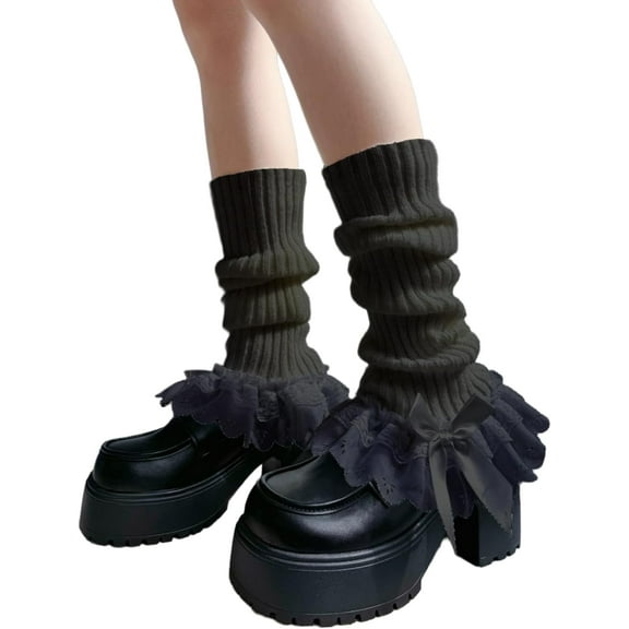 Jtbuh XLY Fuzzy Leg Warmers for Women Girls Cute Bow Y2K Leg Sleeve Socks for Boots Winter White Soft Fluffy Ankle Wamers