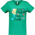 thumbnail image 3 of Inktastic 100 Magical Days of School with Blue Mermaid and Fish Women's V-Neck T-Shirt, 3 of 5