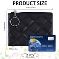 2Pcs Rhombus Pattern PU Leather Zip Pouches Wallets with Alloy Keychain ...