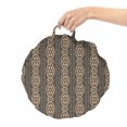 thumbnail image 2 of Damask Round Floor Cushion with Handle, Tribal Style Vertical Floral Aboriginal Swirly Petal Branches Floral Motif, Pillow for Living Room & Dorms, 18" Round, Tan and Dark Grey, by Ambesonne, 2 of 4