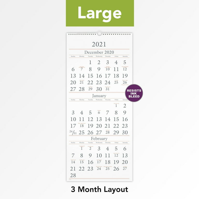 AT-A-GLANCE 15-Month Wall Calendar, 12" x 27", December 2021 to February  2022 - SW1152821 - Walmart.com