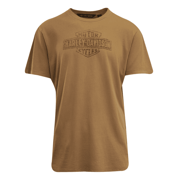 Harley-Davidson T-Shirt pour Homme Beige avec Logo en Détresse Point d'Épaule S/S (S96)