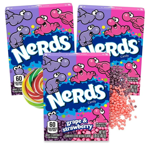 Nerds Candy Boxes Filled with Grape and Strawberry Flavored Nerd