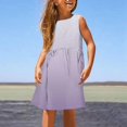 thumbnail image 2 of Robes d'Été Sans Manches pour Petite Fille, Ligne A, Extensible, Col Rond, Décontracté, avec Imprimé Dégradé, Plage, Activités Extérieures, Robe Fille Taille 7-8T, 2 of 5