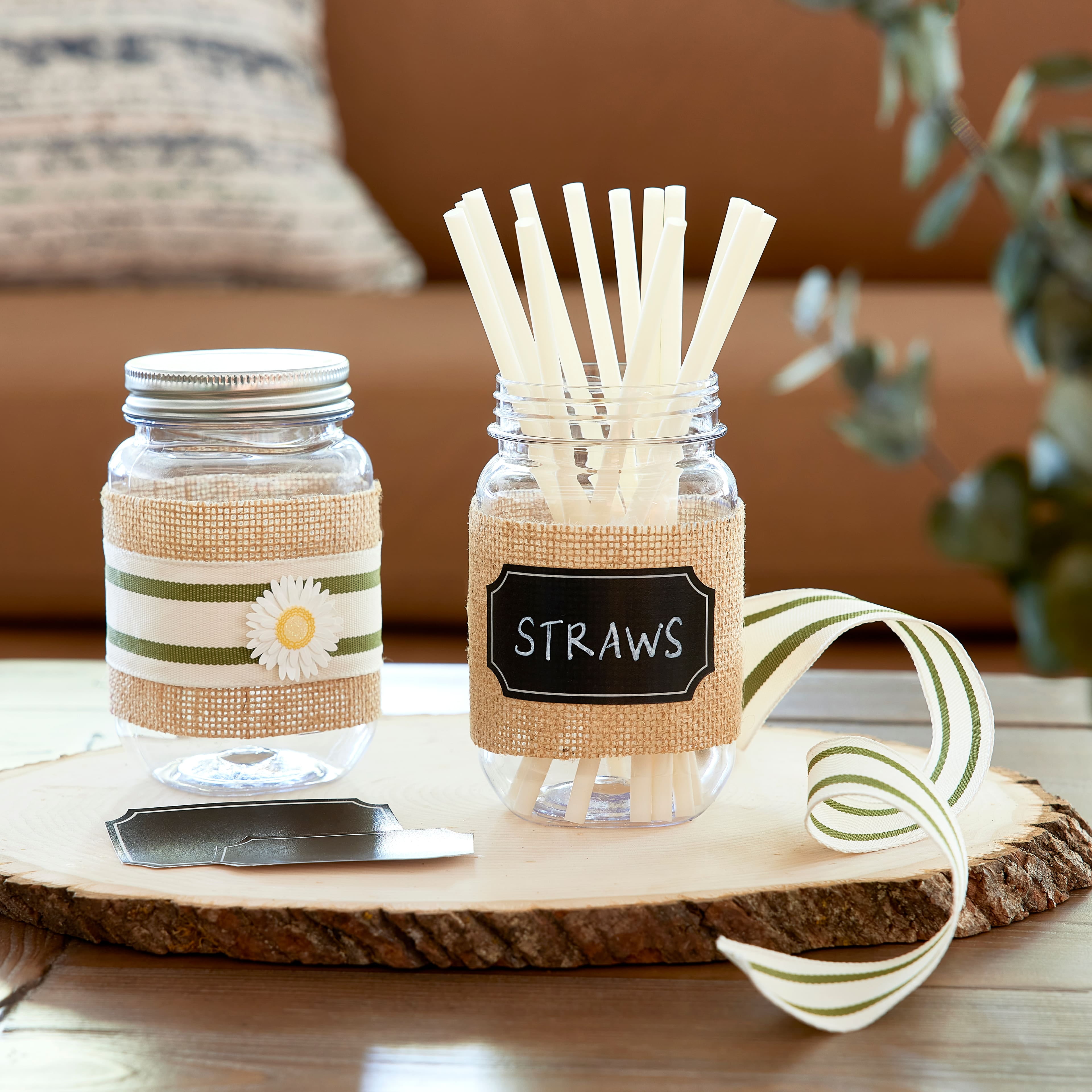 Craft Express 4 Pack of 12oz Frosted Mason Jars with Straws