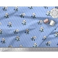 thumbnail image 2 of Soimoi Blue Cotton Voile Fabric Panda & Stripe Print Sewing Fabric Yard 42 Inch Wide, 2 of 3