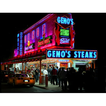 Canvas Print Philadelphia Cheese Steaks Geno's Landmark Sandwich Stretched Canvas 32 x (Best Philly Cheesesteak In Philadelphia)