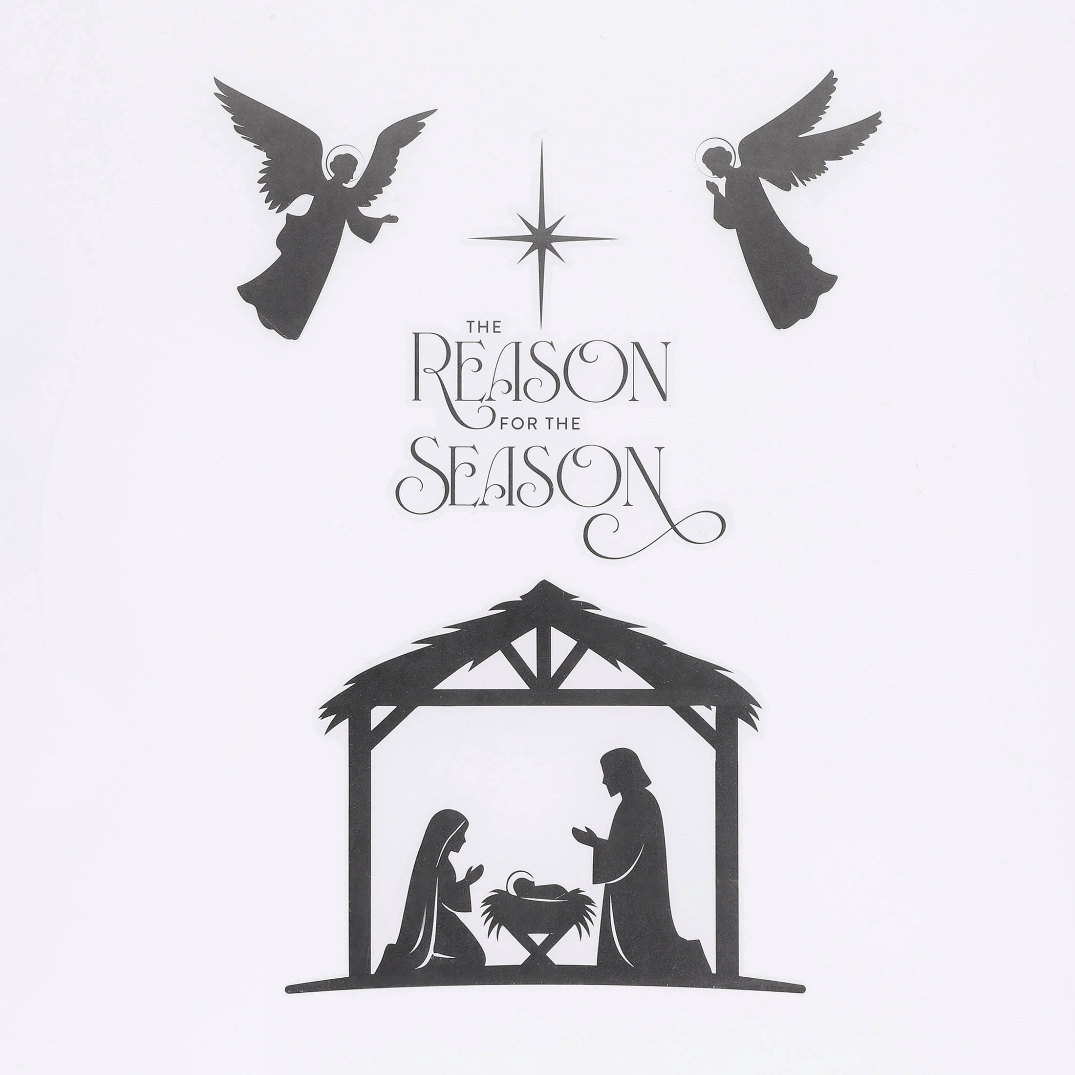 Nativity Scene Silhouette Christmas Window Clings, Black, 10.8" x 16.8", by Holiday Time