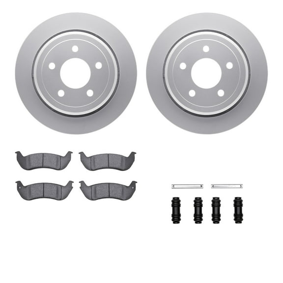 Dynamic Friction Company Rear Geospec Brake Rotors with Heavy Duty Brake Pads includes Hardware 4212-56001