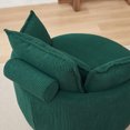 thumbnail image 4 of 38" Oversized Swivel Chair Set, Corduroy Upholstered Accent Round Loveseat with Moon Storage Ottoman, Padded Seat and 4 Pillows, Swivel Barrel Cuddle Sofa for Living Room, Bedroom, Green, 4 of 9
