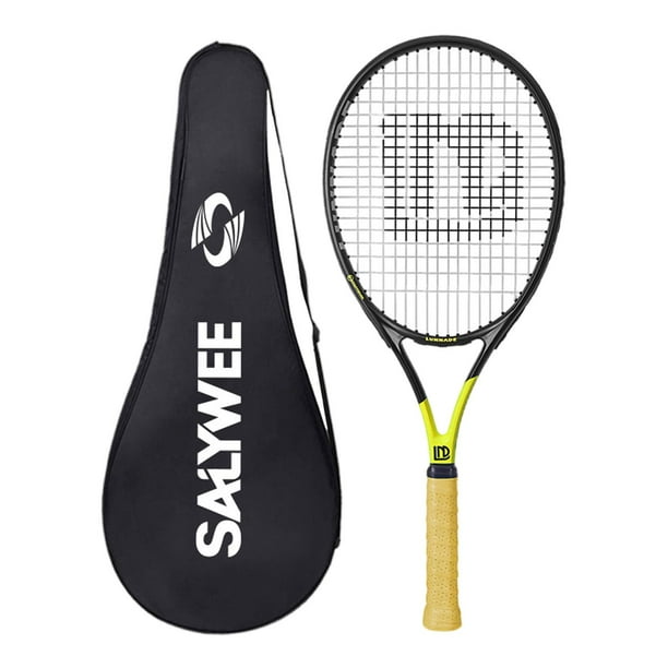 Raqueta de tenis de fibra de carbono para adultos, mango cómodo, práctica personal Amarillo