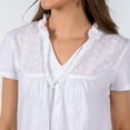 thumbnail image 3 of Roper Womens Short Sleeve Cotton Slub Jersey Peasant Top With Tie Closure Key Hole Schiffli Embroidery Yokes, 3 of 3