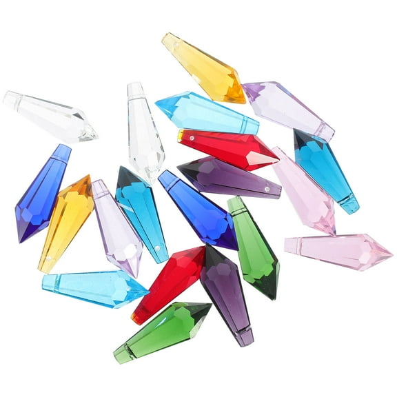 FRCOLOR Hemoton 20Pcs Crystal Glass Pendants Chandelier Prisms Parts Hanging Decorations