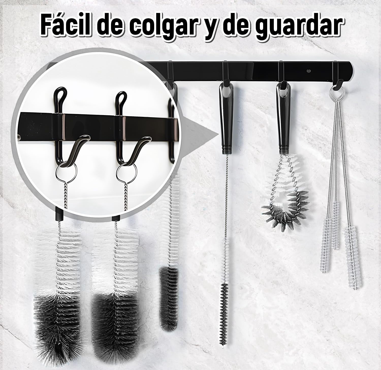 8-Pack Bottle Brushes with Straw Cleaner, Multifunctional Bottle Washing Brush with Hanging Hole, Suitable for Cleaning Bottles, Baby Bottles, Thermoses, and Caps