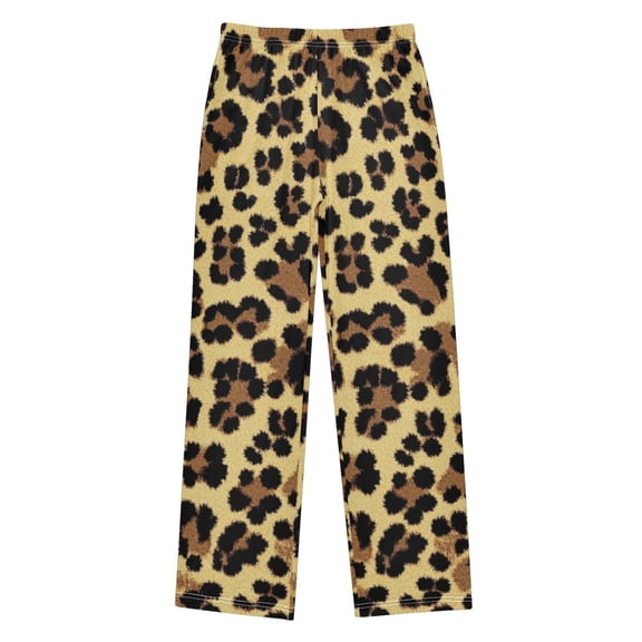 Wobogo Brown Leopard Long Pajama Pants Bottoms Soft Sleepwear with Pockets