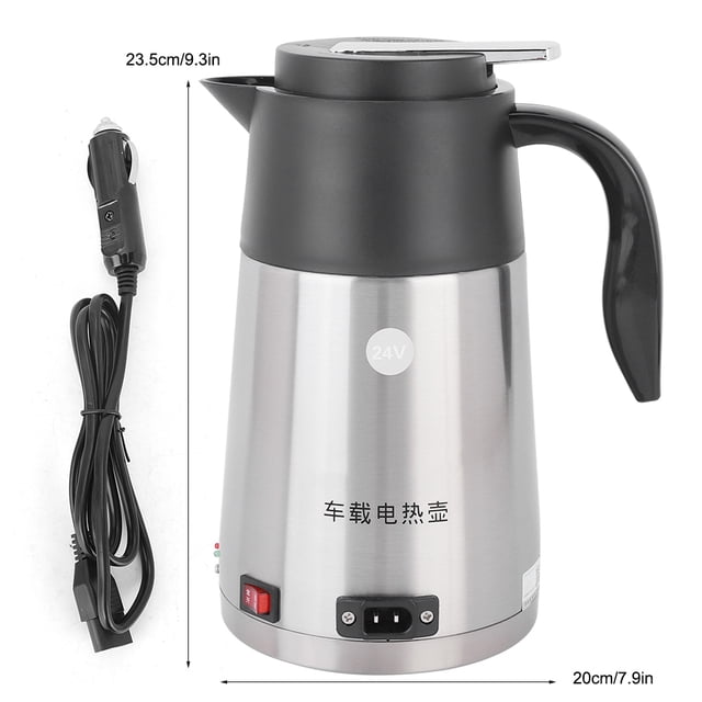 Peahefy Electric Kettle,Car Heating Mug,1.2L 24V Portable Truck Car Electric Kettle Boiling Coffee Water Heater Heating Cup Mug