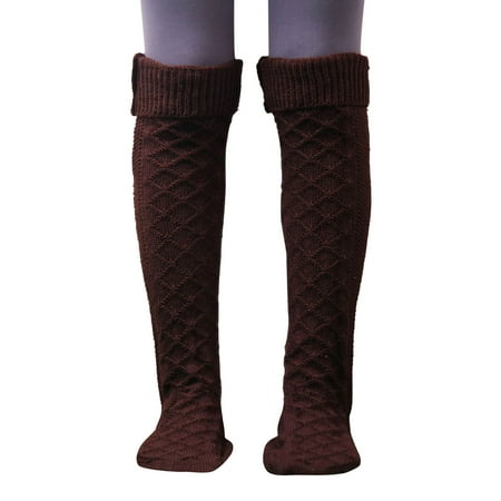 

Yinguo Women Autumn And Winter Solid Color Knit Over The Knee Socks