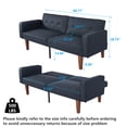 thumbnail image 2 of MIKIBAMA 68.11 Inch Black 2 Seat Fabric Mid Century Modern Convertible Futon Sofa Bed Tufted Split Back With Solid Wood Legs for Small Spaces, 2 of 7