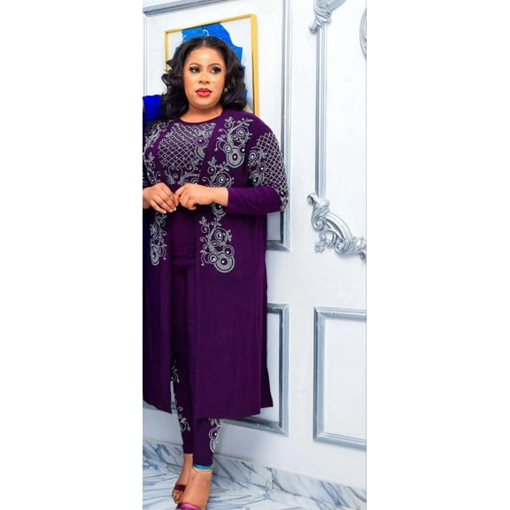 Royal 3 in 1 Strechy Jumpsuit with Jacket. Nicely stoned Purple jumpsuit for women