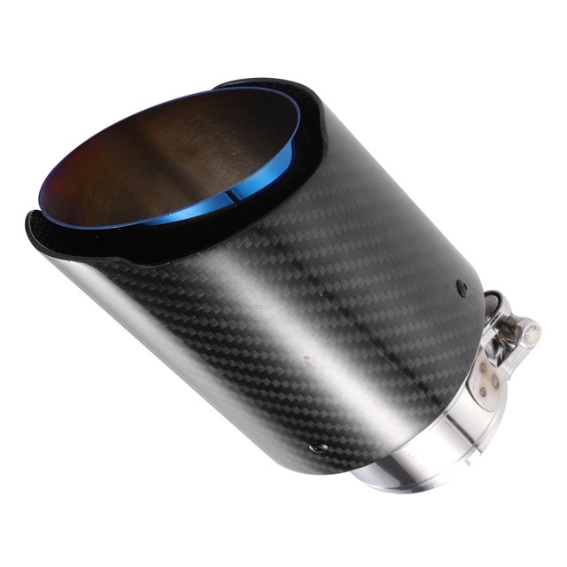 Unique Bargains Car Exhaust Tip Tail Pipe 2.4 Inch Inlet 3.7 Inch Outlet Universal Burnt Blue Silver Tone